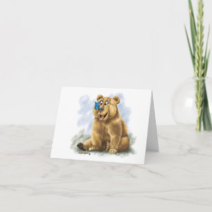 Cartão De Agradecimento Desenho animado de borboleta e urso
