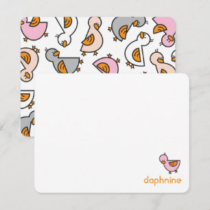 Cartão De Agradecimento Desenho Animado Patinhos Cor-de-Rosa Divertidos Me