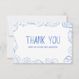 Cartão De Agradecimento Desenho da Mão de Frame da Seashell