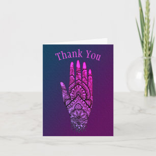 Cartão De Agradecimento Desenho de Arte de Tatuagem de Mão Mehndi