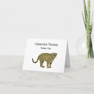 Cartão De Agradecimento Desenho de Gato Malhado Leopardo Chita Antigo