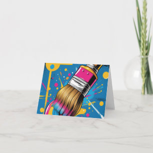 Cartão De Agradecimento Desenho de pincel com traço de tinta colorida