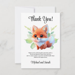 Cartão De Agradecimento Desenho de raposa fofa animais da floresta amigos
