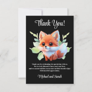 Cartão De Agradecimento Desenho de raposa fofa animais da floresta amigos