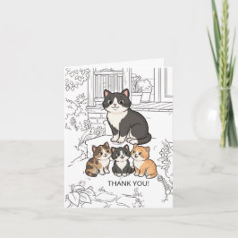 Cartão De Agradecimento Desenho Divertido de Gatos de Desenho Animado Fofo