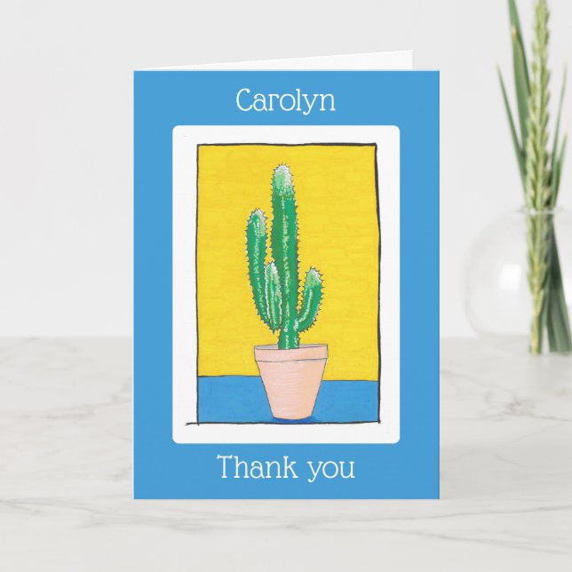Cartão De Agradecimento Desenho Euphorbia Cactus, personalizado (Frente)