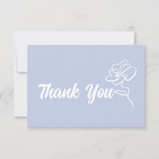 Cartão De Agradecimento Desenho Floral Azul Periwinkle Clássico (Frente)