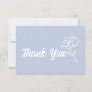 Cartão De Agradecimento Desenho Floral Azul Periwinkle Clássico