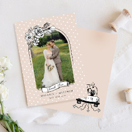 Cartão De Agradecimento Desenho Floral Fairytale Divertido Fox Arch Casal 