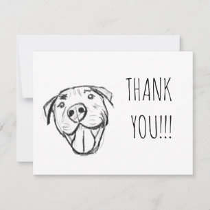 Cartão De Agradecimento desenho pitbull simples amantes de cães preto bran