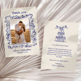 Cartão De Agradecimento Desenhos à Mão Casamento Rabiscos