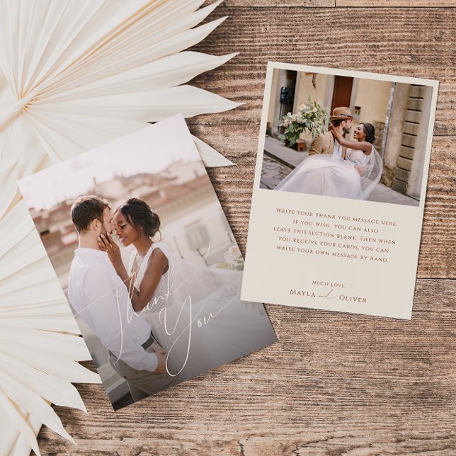 Cartão De Agradecimento Deserto Whimsic | Foto plana bege (Criador carregado)