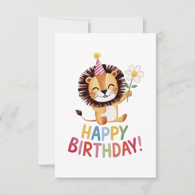 Cartão De Agradecimento Design de Aniversário do Leão Rugindo Divertido  (Frente)