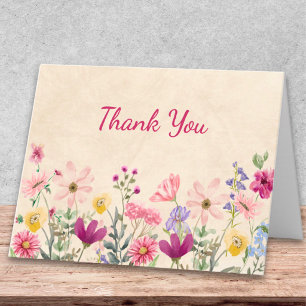 Cartão De Agradecimento Design de Apreciação de Flores Silvestres Florais