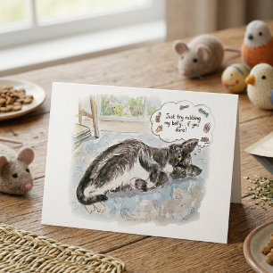 Cartão De Agradecimento Design de Arte em Aquarela com Aviso Divertido sob