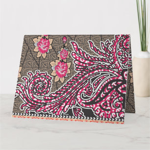 Cartão De Agradecimento design de um padrão paisley rosa e castanho