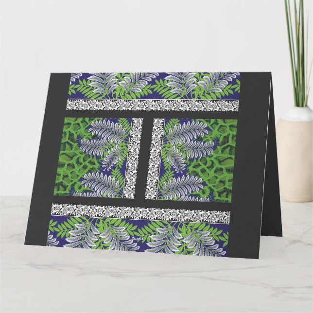 Cartão De Agradecimento design de um padrão verde e amarelo (Verso)