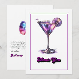Cartão De Agradecimento Design de Vidro Galáxia Martini Retro Glam Disco