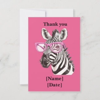 Cartão De Agradecimento Design Divertido de Animal de Safari - Zebra
