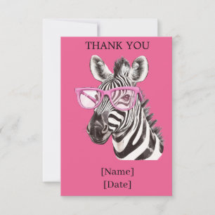 Cartão De Agradecimento Design Divertido de Animal de Safari - Zebra