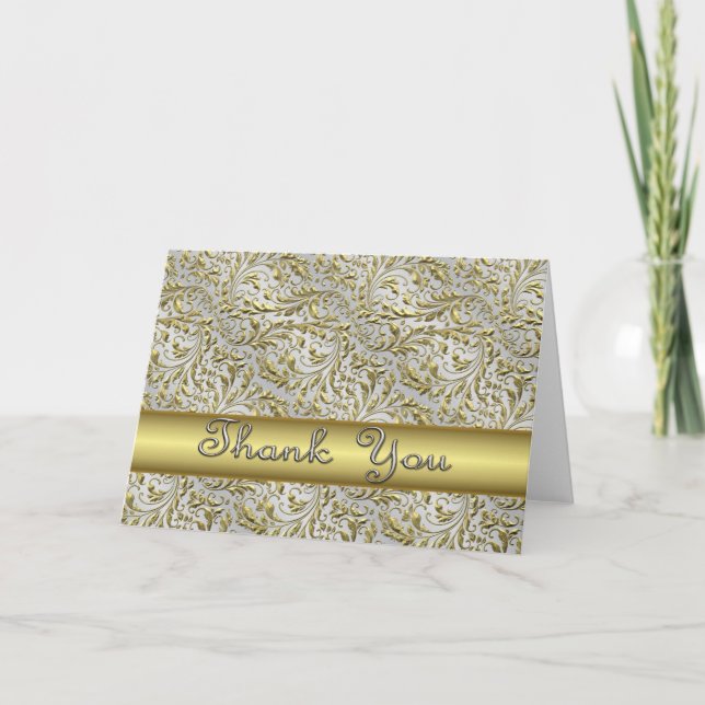 Cartão De Agradecimento design Dourado Obrigado Notecard (Frente)