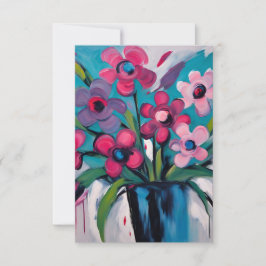 Cartão De Agradecimento Design Floral Colorida