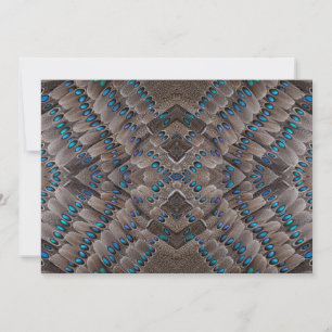 Cartão De Agradecimento Design Fractal Pena de Faisão