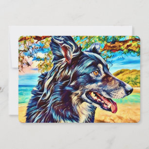 Cartão De Agradecimento Design Original Border Collie Paisagem Cênica