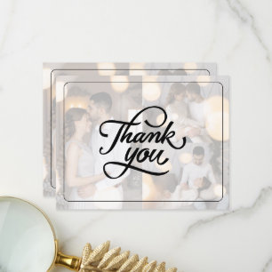 Cartão De Agradecimento Design Seu Próprio Casamento de Colagem Fotográfic