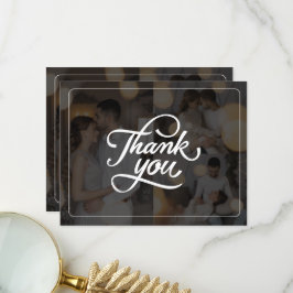 Cartão De Agradecimento Design Seu Próprio Casamento de Colagem Fotográfic