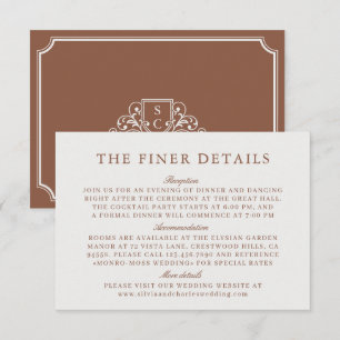 Cartão De Agradecimento Detalhes de Casamento em Monograma Marrom e Bege V