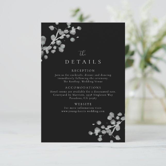 Cartão De Agradecimento Detalhes em Verniz Preto (Em pé/Frente)