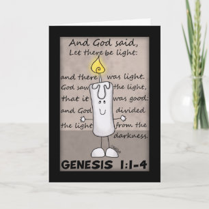 Cartão De Agradecimento Deus Criou Caráter Luz-Gênesis-Velas