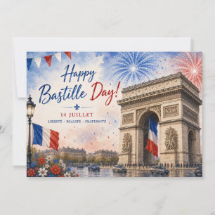 Cartão De Agradecimento dia da Bastilha Arco do triunfo Paris França fogo