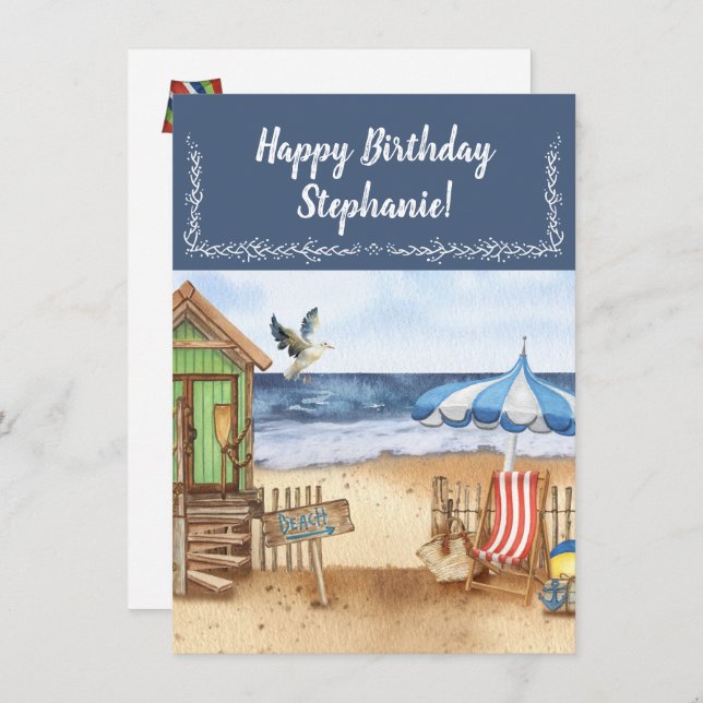 Cartão De Agradecimento Dia da praia personalizado (Frente/Verso)