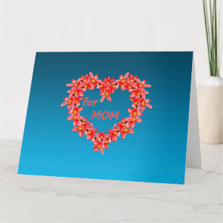 Cartão De Agradecimento Dia das Mães - Coração de Tulipa para a MÃE - Azul