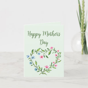 Cartão De Agradecimento Dia de as mães coraçã floral