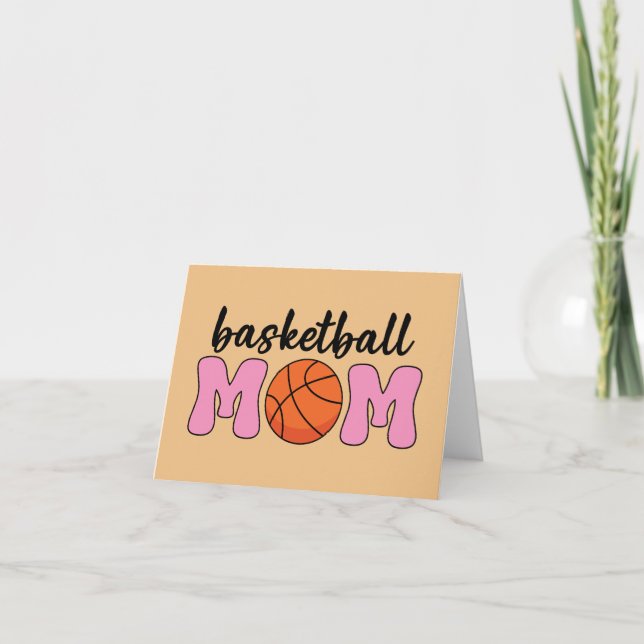 Cartão De Agradecimento Dia de as mães de basquete da mãe (Frente)