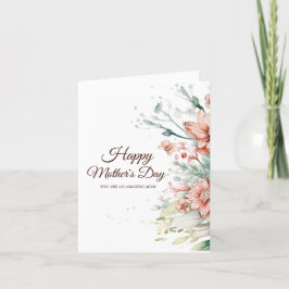 Cartão De Agradecimento Dia de as mães de Flores de Aquarela