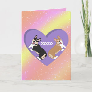 Cartão De Agradecimento Dia de os namorados Corgi XOXO