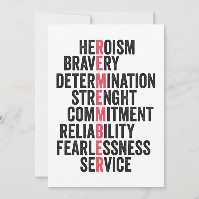 Cartão De Agradecimento Dia do Memorial Patriota Americano Veterano Lembra (Frente)