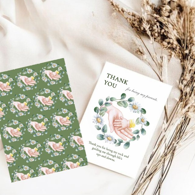 Cartão De Agradecimento Dia dos Pais da Terra Floral em Mão (Criador carregado)