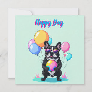 Cartão De Agradecimento Dia Feliz do Bulldog Francês Bulldogue Francês