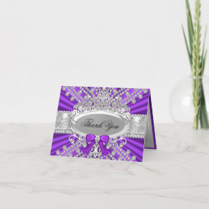 Cartão de Agradecimento Diamante Roxo & Tiara