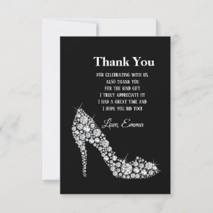Cartão De Agradecimento diamante salto alto brilha obrigado elegante