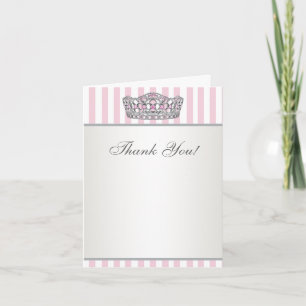 Cartão de Agradecimento Diamante Tiara Prata Rosa