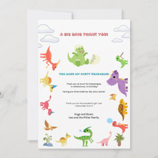 Cartão De Agradecimento Dino / Menino Dino Fofo Aniversário Obrigado 