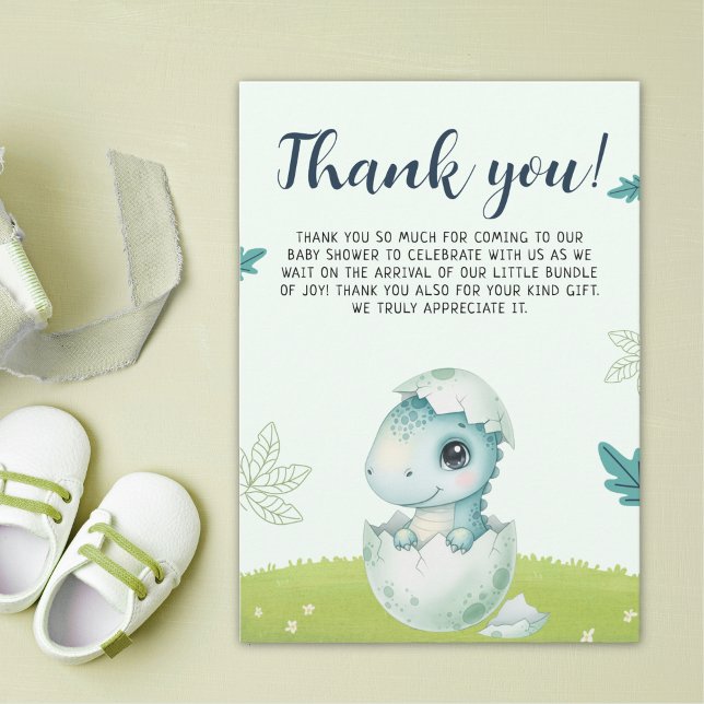 Cartão De Agradecimento Dinosaur Baby Shower Thank You Card for Boy (Criador carregado)