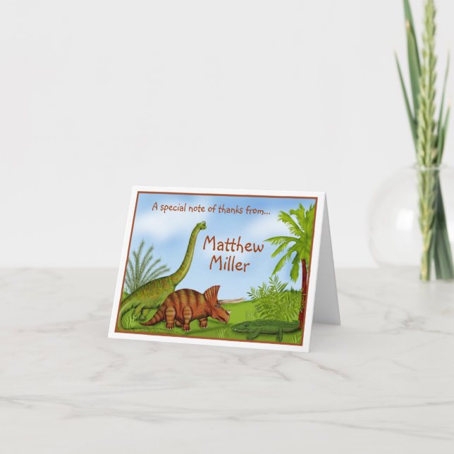 Cartão De Agradecimento Dinosaur Jurassic Jungle Thank you  Note card (Frente)