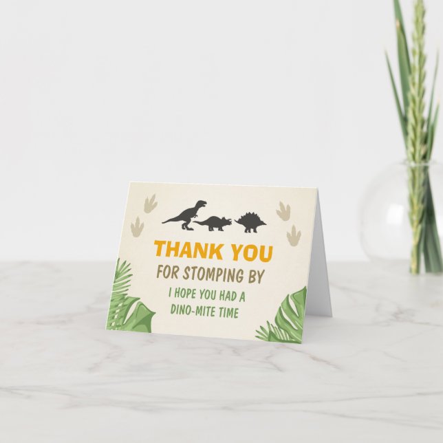 Cartão De Agradecimento Dinosaur Thank You Card Dino Party Stomping by (Frente)